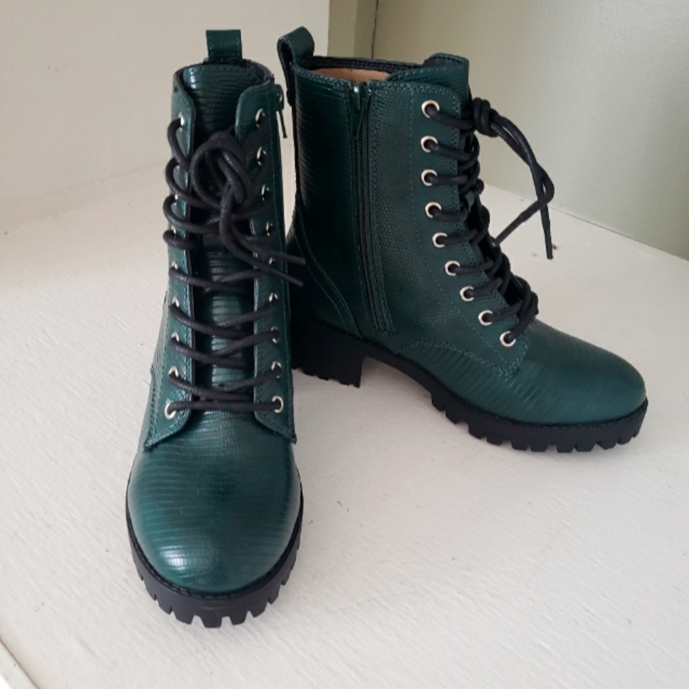 True Craft Green Combat Boots